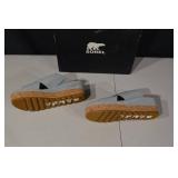 Sorel Cork Platform Wedge Sandals - Light Blue Cross-Strap