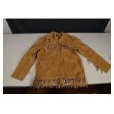 Tan Suede Fringe Jacket with Front Pockets - Western Style