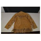 Tan Suede Fringe Jacket with Front Pockets - Western Style
