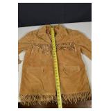 Tan Suede Fringe Jacket with Front Pockets - Western Style
