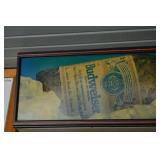 Budweiser Cold Bud Framed Advertising Sign - Vintage Wall Decor