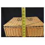 Wicker Laundry Hamper with Lid - Iron Scroll Band - Tall Rectangular Basket