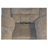 Recliner Chair - Brown Fabric Upholstery, Cushioned Back & Padded Armrests