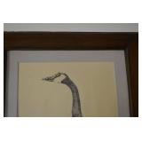 Goose Print in Wood Frame - Ink on Paper Artwork