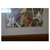 Bird Print Framed Artwork with Gray Mat and Wood Frame