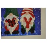 Three Gnomes Needlepoint Wall Art - Beaded Framed Holiday Decor