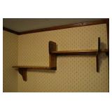 Wood Wall Shelf - Two-Tier With Brackets (Vintage Dark Wood)