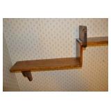Wood Wall Shelf - Two-Tier With Brackets (Vintage Dark Wood)