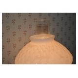 Milk Glass Table Lamp with Diamond Pattern Base - Pull Chain