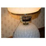 Milk Glass Table Lamp with Diamond Pattern Base - Pull Chain
