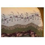 Vintage Floral Embroidered Bedspread with Rose Vine Border Quilt