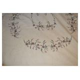 Vintage Floral Embroidered Bedspread with Rose Vine Border Quilt