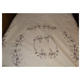 Vintage Floral Embroidered Bedspread with Rose Vine Border Quilt