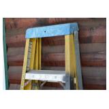 Step Ladder - 5-Step Yellow Frame, Aluminum Treads, Blue Top Cap