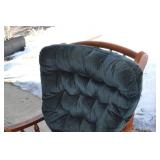 Vintage-Style Wooden Rocking Chair with Tufted Navy Upholstery - Armrests & Rockers