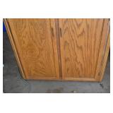 Oak Wood Cabinet - 2 Doors, Top Rail, Interior Shelves