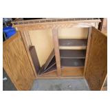 Oak Wood Cabinet - 2 Doors, Top Rail, Interior Shelves