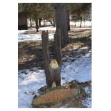 Wooden Eagle Welcome Sign Totem with Carved Wings - Outdoor Yard Decor