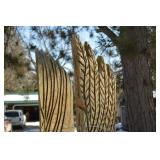 Carved Wooden Eagle Sculpture on Log Pedestal - Totem-Style Outdoor Yard Art, ~6 ft Tall