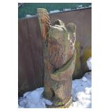 Hand-Carved Wooden Bear Sculpture - Tall Outdoor Statue 63 in