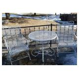 Metal Outdoor Patio Furniture Set - 2 Chairs & Round Mesh Table