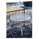 Metal Outdoor Patio Furniture Set - 2 Chairs & Round Mesh Table