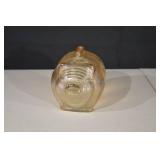 Pig-Shaped Glass Bottle with Stopper - Amber, 7in Long