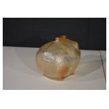 Pig-Shaped Glass Bottle with Stopper - Amber, 7in Long