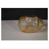 Pig-Shaped Glass Bottle with Stopper - Amber, 7in Long