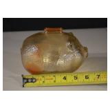 Pig-Shaped Glass Bottle with Stopper - Amber, 7in Long