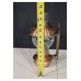 Copper Hurricane Lantern with Glass Globe - Horse & Pine Tree Cutouts