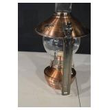 Copper Hurricane Lantern with Glass Globe - Horse & Pine Tree Cutouts