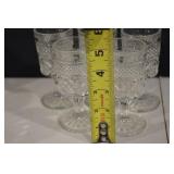 Crystal Cut Glass Goblets with Diamond Pattern - Lidded Sugar Bowl Set