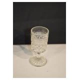Crystal Cut Glass Goblets with Diamond Pattern - Lidded Sugar Bowl Set