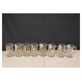 Schmidt Beer Mugs - Duck & Wildlife Scene Glasses (Set of 9)