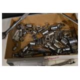 Assorted Socket Set with Wrenches, Bits, and Orange-Handle Screwdrivers