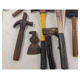 Assorted Hammers & Hand Tools - Claw, Sledge & Chisels