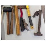 Assorted Hammers & Hand Tools - Claw, Sledge & Chisels