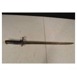 Antique Dagger with Rusted Iron Blade & Carved Dark Wooden Grip, Crossguard