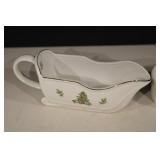 Holiday Hostess China Christmas Tree Pattern Dinnerware Set - Plates, Cups, Creamer, Sugar