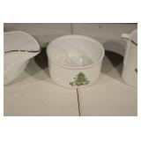 Holiday Hostess China Christmas Tree Pattern Dinnerware Set - Plates, Cups, Creamer, Sugar