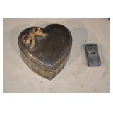 Assorted Vintage Metal Miniatures & Lighters - Heart Keepsake Tin, Angel Figurine, 2 Toy Cars