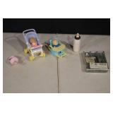 Miniature Baby Doll Stroller Set - 2 Prams & Accessories (Lot of 5)