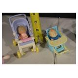 Miniature Baby Doll Stroller Set - 2 Prams & Accessories (Lot of 5)