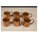 Copper Moscow Mule Mugs Set of 6 - Hammered Finish