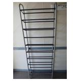 Tall Metal Storage Rack - Open-Wire Shelving, Silver Frame & Black Shelves
