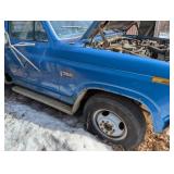 1984 Ford F-350 Diesel Flatbed Truck - Blue, Diamond Plate Bed