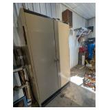 Storage Cabinet - Beige 2-Door Steel, On Casters