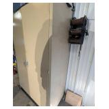 Storage Cabinet - Beige 2-Door Steel, On Casters