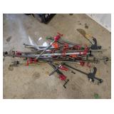 Assorted Pipe Bar Clamps with Red Handles - Long Steel Clamps (Garage Workshop)
